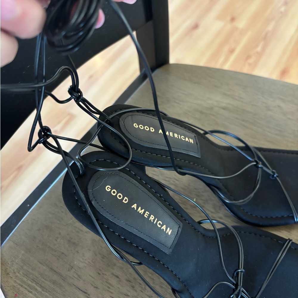 Good American Black Lace-Up Heels - Picture 6 of 9